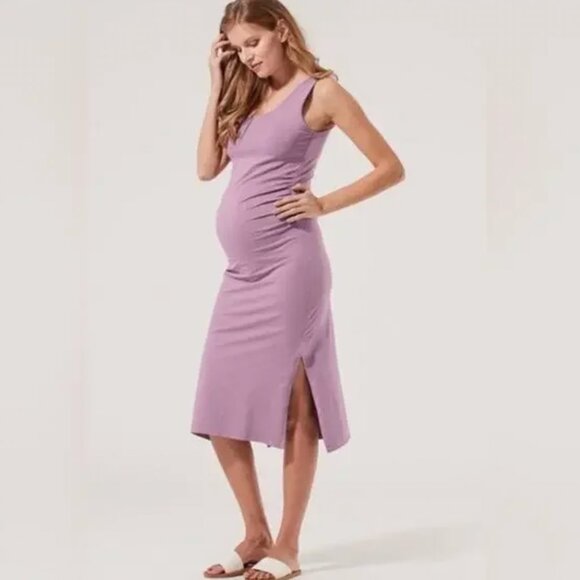 Pact Dresses & Skirts - Pact Lavender Maternity Midi Tank Dress Cotton